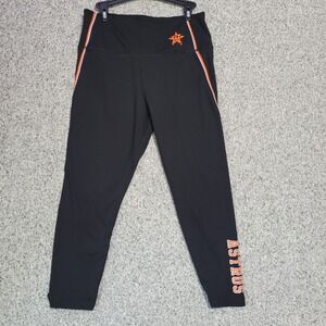 PINK Astros Leggings Activewear High Waist Athletic‎ Black Orange Stripe Size M